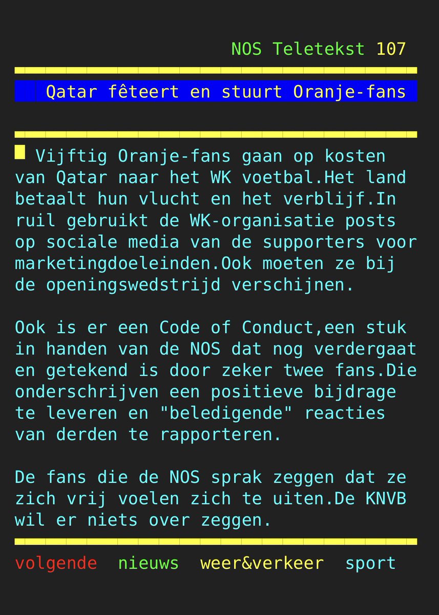Dus er zijn Oranje-supporters die mede-supporters aan gaan geven als ze iets negatiefs zeggen over Qatar?! Waar ken ik dat toch van.. 🤔 #WK2022 #Qatar2022