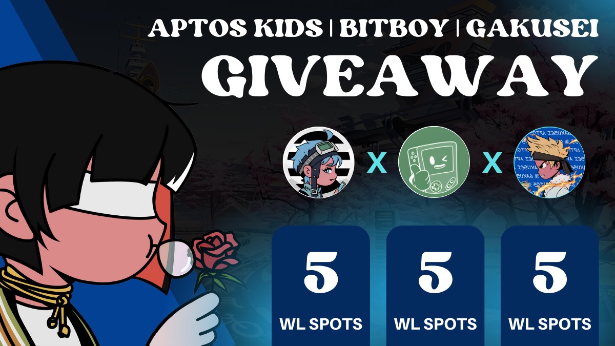 AptosKids's tweet image. 🎁MEGA CONTEST🎁

What you can win ⬇️
•5x @AptosKids 
•5x @BitBoys_NFT 
•5x @Gakusei_Apt 

• Follow 
@AptosKids 
 + 
@BitBoys_NFT 
+ 
@Gakusei_Apt 
• RT, TG 2 FRENS 🔥

Ends in 48 HRS 👀

#AptosGiveaways #AptosLaunch #AptosNFT