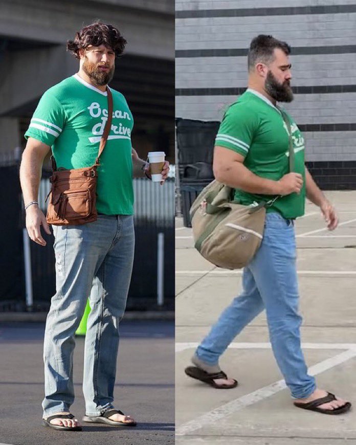 JClarkNBCS's tweet photo. Lane Johnson for Halloween… 
Is Jason Kelce 😂😂 

This is glorious!
📸 @nfl https://t.co/1DFXQEOGVo
