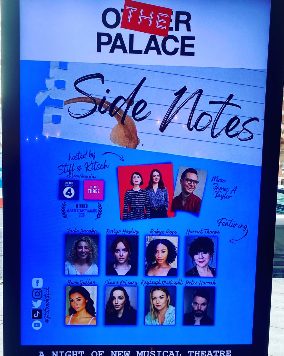 harriet_thorpe's tweet photo. @TheOtherPalace #AbsolutelyFabulous #sidenotes @peterhannah88 @evelynhoskins @Show_Jo @StiffAndKitsch @_JTaylorMusic @RhiannonNeads @sallyoleary https://t.co/VnVULnwaAH