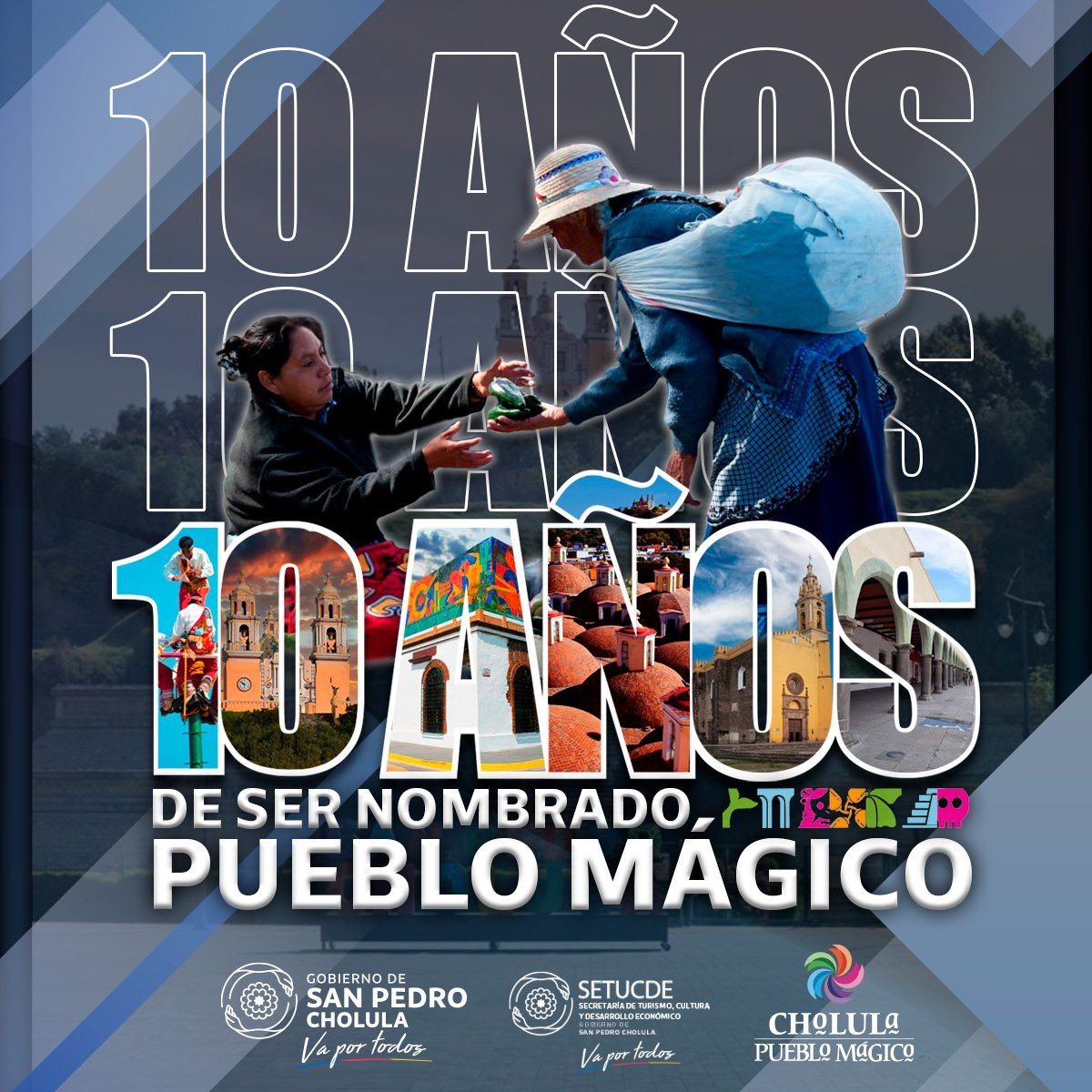 Hoy cumplimos 10 años de ser #PuebloMágico, gracias a la riqueza histórica, simbólica y tradicional de #SanPedroCholula. ✨

Debemos sentirnos orgullosos 🙌🏻 de vivir en Cholula y disfrutar de su inigualable belleza 😍.