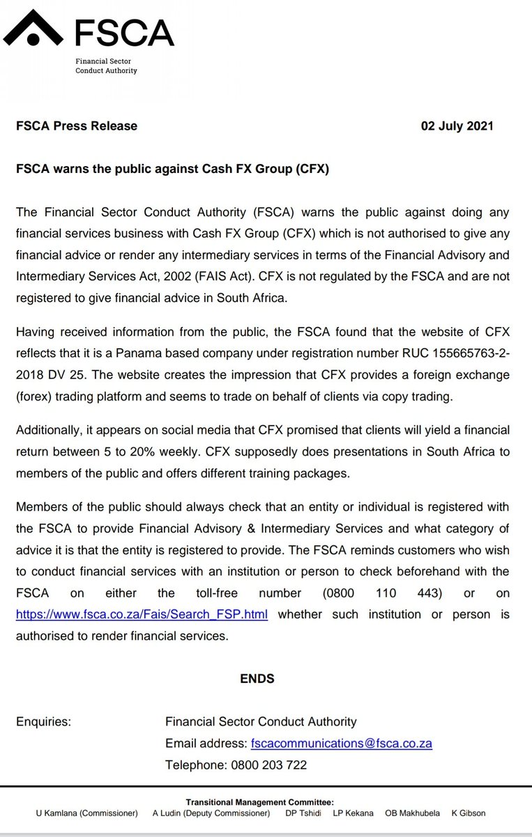 upwcapital's tweet photo. Cash FX group (CFX) is not authorized to provide financial services. Credit FSCA South Africa.
#cashfxgroup #CFX #cashfx #forex #fx #scams #ScamAlert #forexscam #forexscammers #twitterscams #cryptoscams #investingscams #youtubescam #tiktokscam #instagramscams #facebookscam https://t.co/lQn5tbO0Em