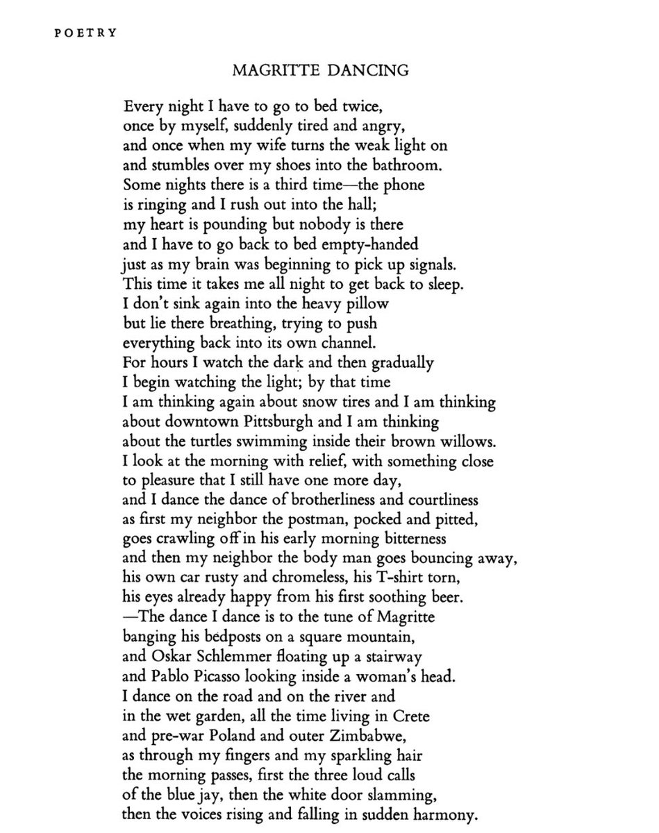 A sad day for poetry. Rest easy, Gerald Stern. “Magritte Dancing” is one of my favourite poems; it is a poem that made me want to write &amp; be a better writer.