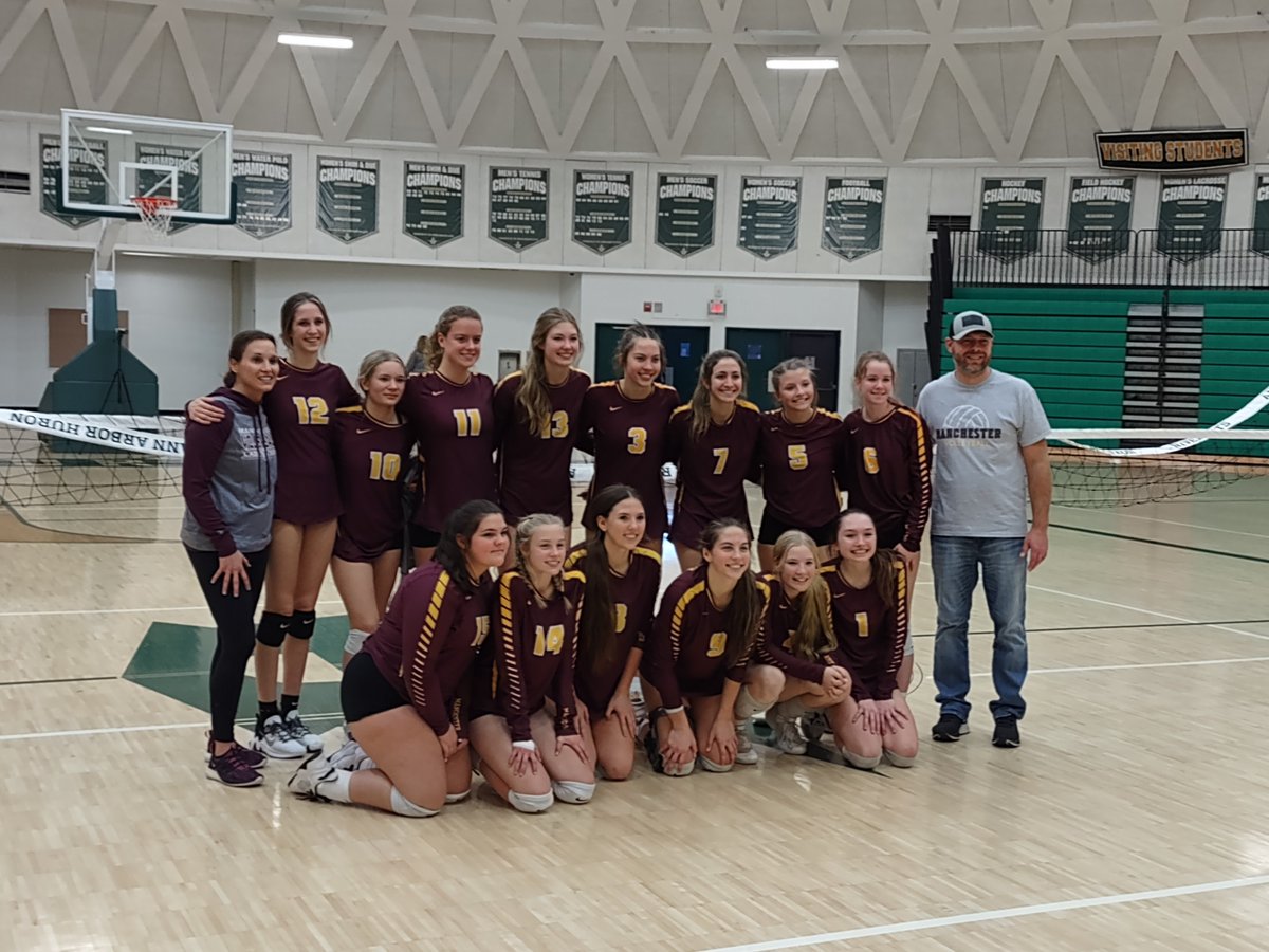 Manchester high School volleyball 🏐.  Wins 2022.  River. Rat. Inv.