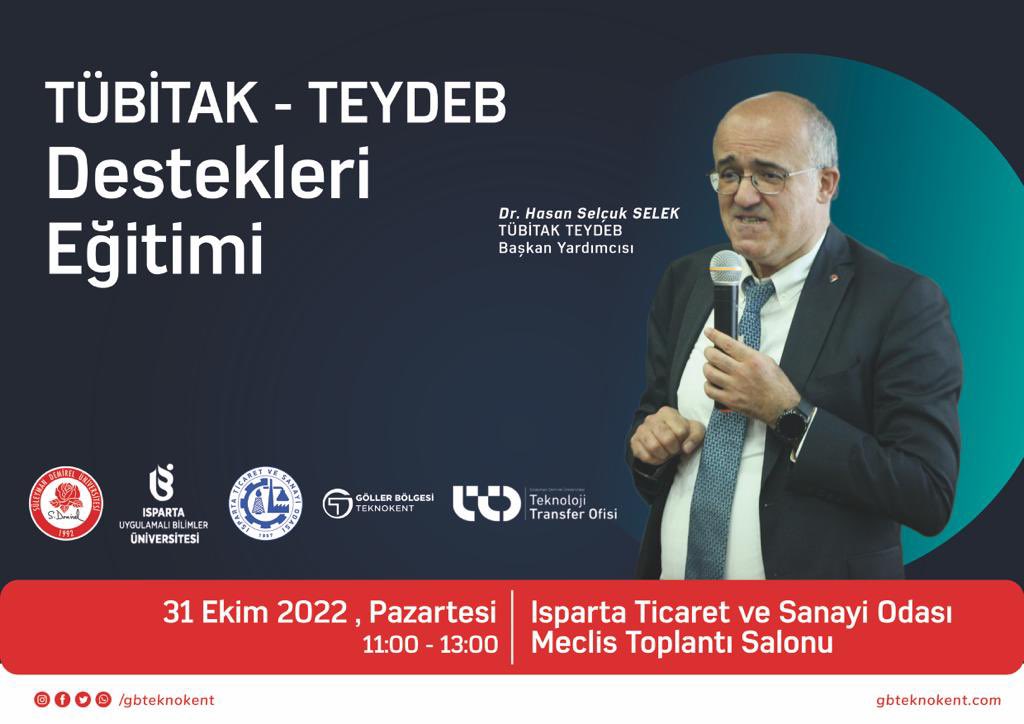 SDÜ, ISUBÜ, ITSO, GB Teknokent, SDÜ TTO organizatörlüğünde Tübitak’ın sanayicilerimize yönelik devlet desteklerinin anlatılacağı üniversite-sanayi işbirliği programına davetlisiniz.

#GbTeknokent