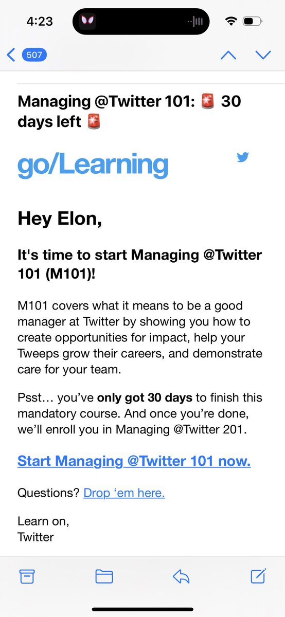 Just received this email from Twitter. This is an actual, real email that was autogenerated 🤣🤣