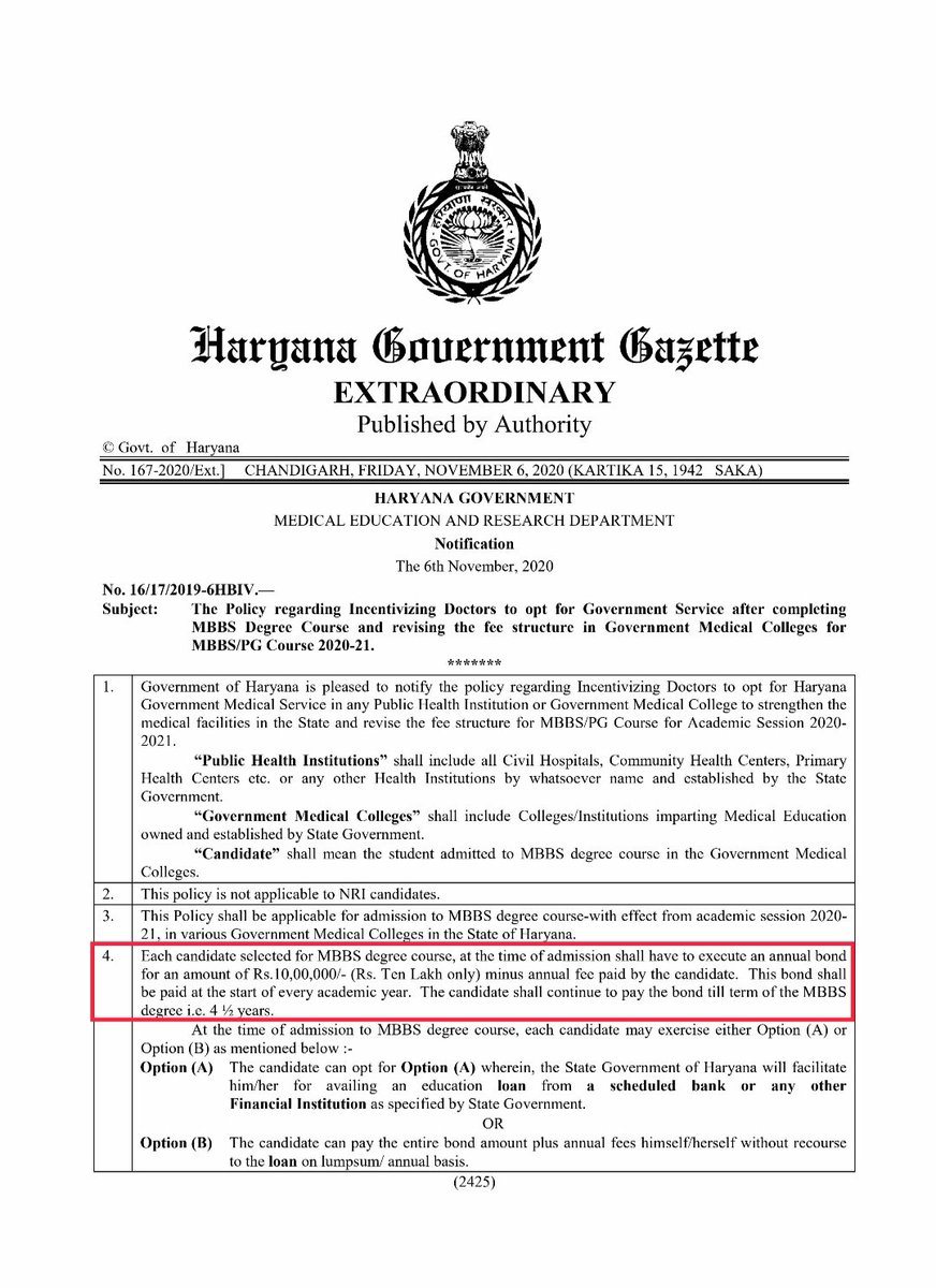 FordaIndia's tweet photo. Yet another example of Erratic implementation.
Why such bonds after merit ?? 
Fees at Govt institutions raised to 10 lacs per annum. 
Totally Erroneous and Fallacious. 
Jus another step towards demoralising medical education.@cmohry @anilvijminister  @mansukhmandviya @ANI https://t.co/oi92zZPE7A