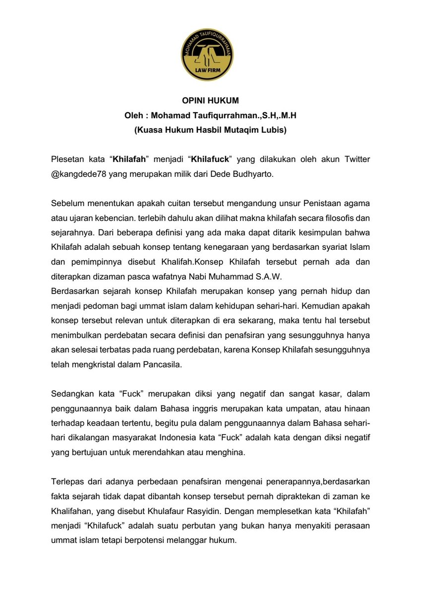 Hasbil_Lbs's tweet photo. Ini opini hukum terkait dugaan penistaan agama yg di lakukan Komisaris Independen PT. PELNI @kangdede78 

Bagi teman2 media jika ada pertanyaan silahkan hubungi kuasa hukum sy @thaufiqurrahman

Sebarkan agar bisa difahami, mohon atensinya pak @erickthohir
@KemenBUMN https://t.co/sUrNJ9KKb0