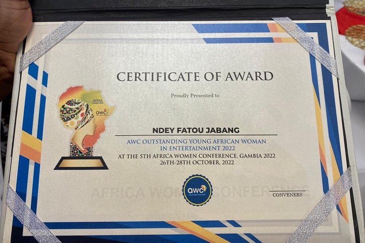 elektradajqueen's tweet photo. Last night, I was awarded ‘Outstanding Young African Woman in Entertainment 2022’ by the @AfricaWomenCon
I am deeply honored and thankful for the recognition.

This award is dedicated to every woman in the Creative Industries of The Gambia and Africa at large.

#awc #flexfuzion https://t.co/slF7CniJYP