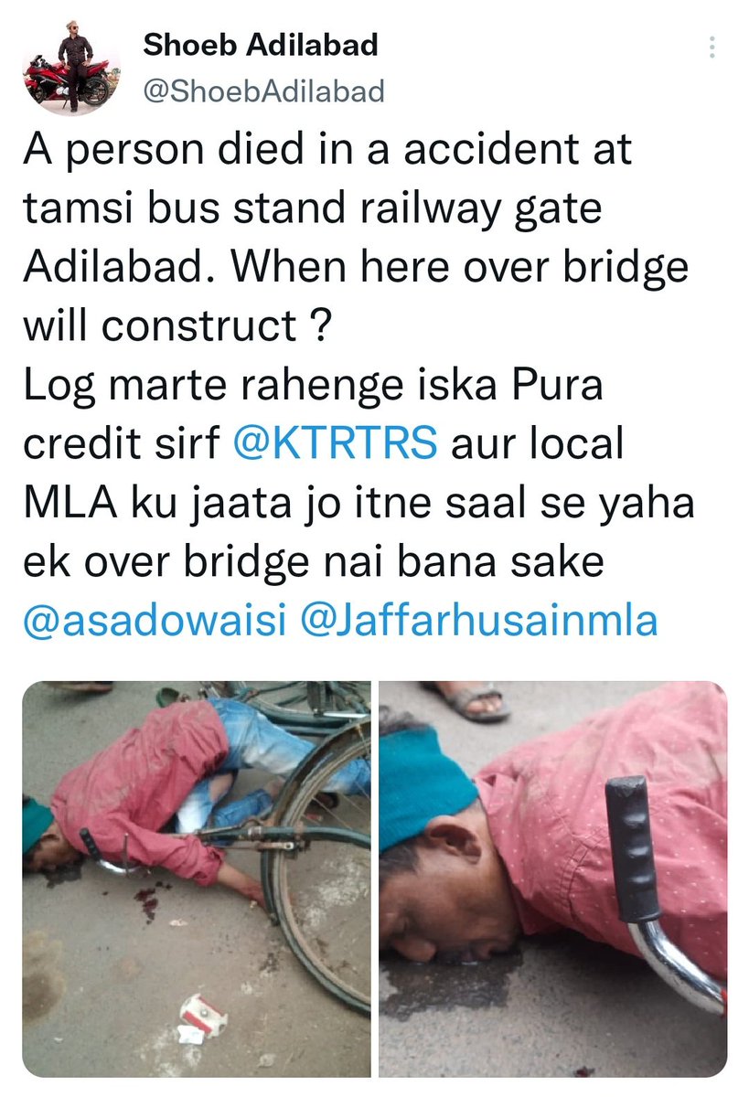 UNTGAPS's tweet photo. @JunaidADB @Collector_ADB @gmscrailway @VPRTRS @SCRailwayIndia @KTRTRS @asadowaisi @AclbAdilabad @UmmadiRakesh @Nikhini_Varma @danisha66474276 @Nikhils2722 @BSPAdilabad @Aijazuddin83 @nimishaspradeep @NirbhayLumde @GeniuS_TROL @amjedmbt @TelanganaCMO @trspartyonline @Tolivelugu @AshwiniVaishnaw @PMOIndia @PuttaVishnuVR @ysathishreddy @MinisterKTR @BTR_KTR @YadavTalasani @trsharish @BJP4Telangana @INCTelangana @AAPTELANGANA @BJP4India @JAGANTRS @krishanKTRS @BRSNational @bharatjodo @revanth_anumula @TelanganaCMO #KCR Garu,

We are questioning you, answer us why have you failed in bringing in #Tamsi bus stand #ROB/RUB in #Adilabad?

8 years isn't sufficient for #TRS / #BRS party?

Should we question @PMOIndia this too?

@HemanthcharyINC @INCTelangana

https://t.co/Imdpuq0hTL https://t.co/Cbk5h5Uvdf