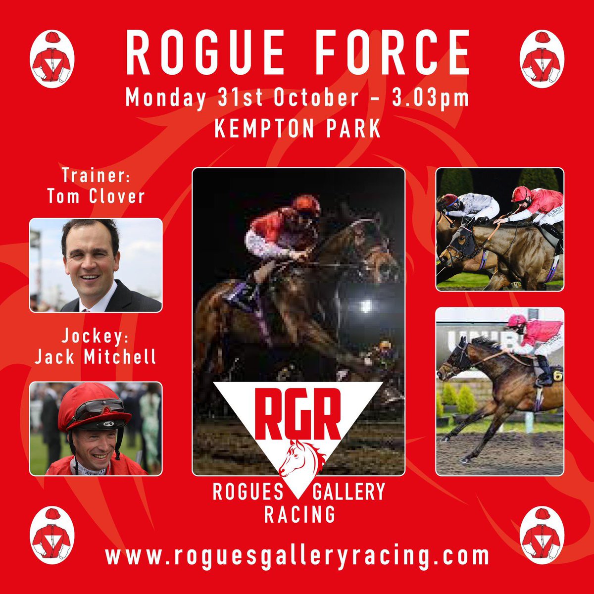 Roguesracing_'s tweet photo. The return of #TheForce
#RogueForce returns to the track tomorrow @kemptonparkrace at 3.03pm ridden by @Mitchelljack77 for @tomcloverracing
Will you #feeltheforce ? https://t.co/Ux55KoXF8T