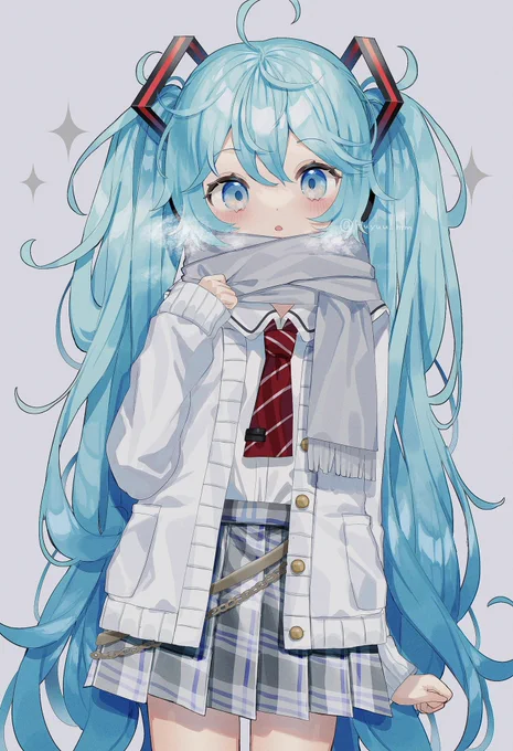 ホワイトハートカーデミクさんのマフラー添え #初音ミク 