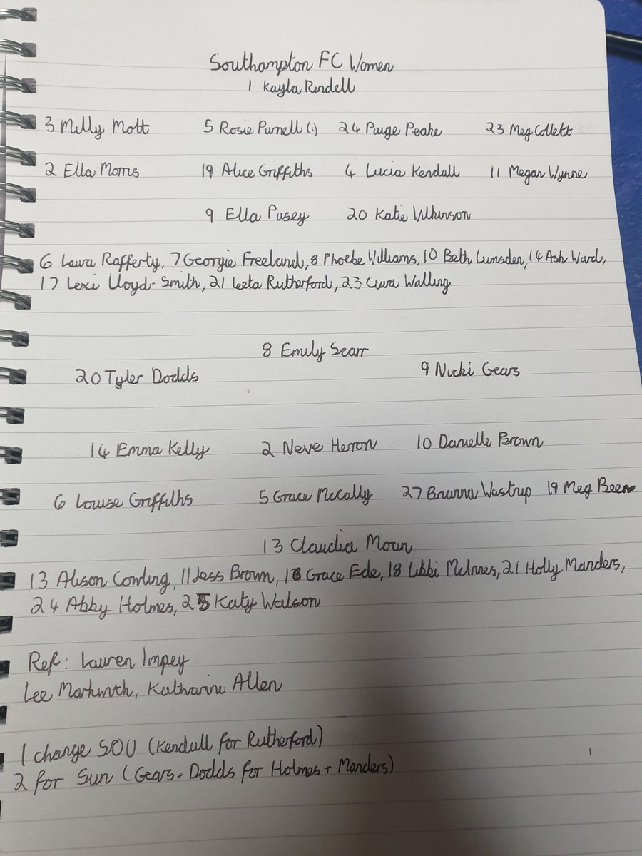 Ready for FA Player comms of @SaintsFCWomen v @SAFCWomen in @BarclaysWC at midday in first of two games today! Here's my own notes of teamsheets as we prepare...
https://t.co/VRSxtdPX2n https://t.co/X0AE6W8LDc