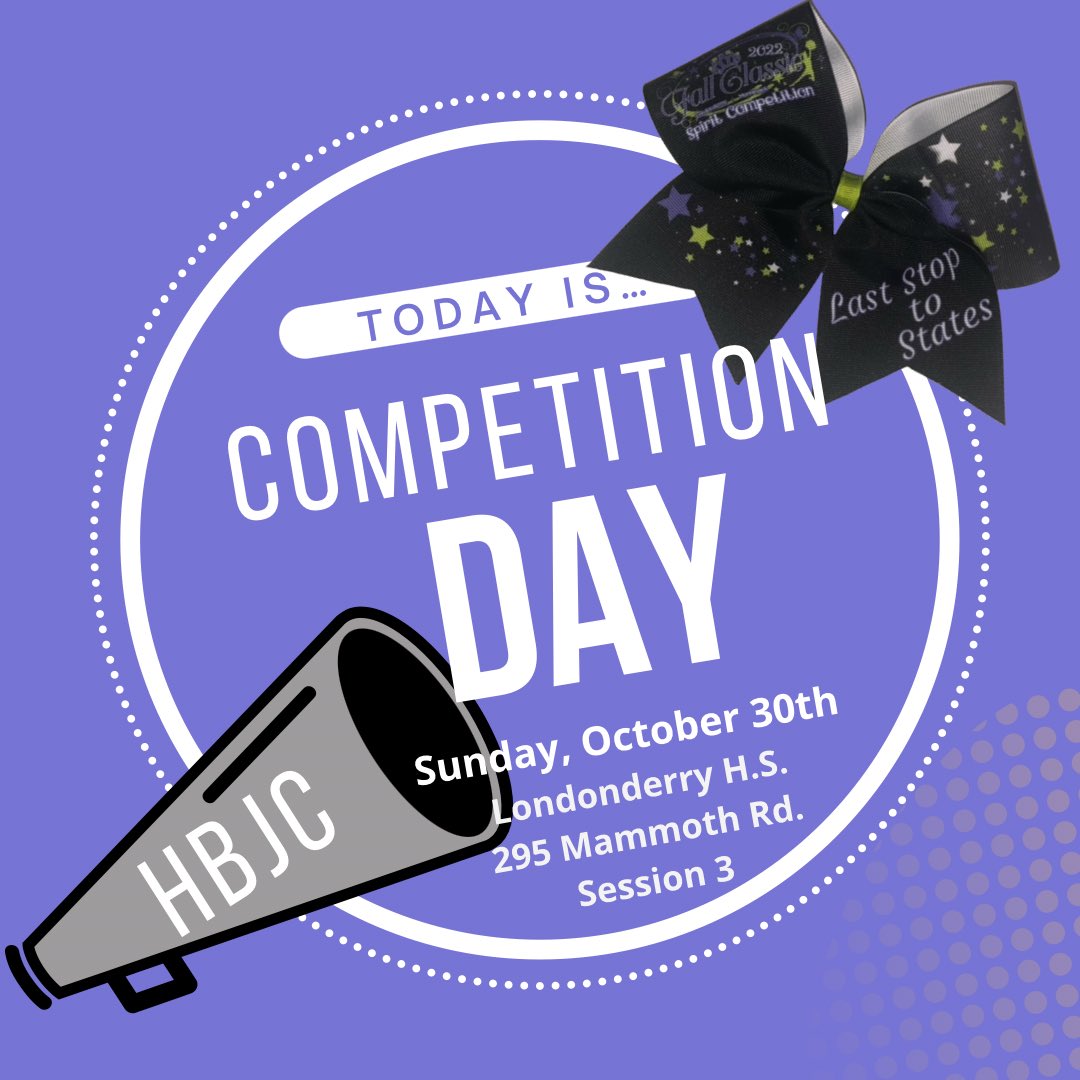 HBJCYouth's tweet image. 📣 LAST competition before states! D10 &amp;amp; D12 will be competing TODAY,10/30 in Session 3. JOIN US &amp;amp; watch them #ROCKTHATMAT! HB attire &amp;amp; spirit 💪 recommended.

TIME:12:45PM
COST:$10/Adult (16+), $5/age 5-15 CASH ONLY. 
#GoHB #cheerleading #CrazyProudAlwaysLoud #ItsYourTimeToShine