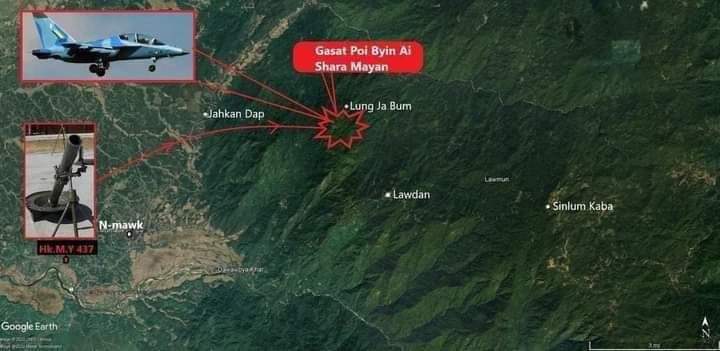 TheChindwin's tweet photo. The Tatmadaw Daily report claims that the junta army has captured Kachin Independence Army’s Lone Jar Bum outpost near Momauk township this morning after intensive fighting for the last few days in the region in the northern state of Myanmar, 30 October. https://t.co/3lRnSljdA2