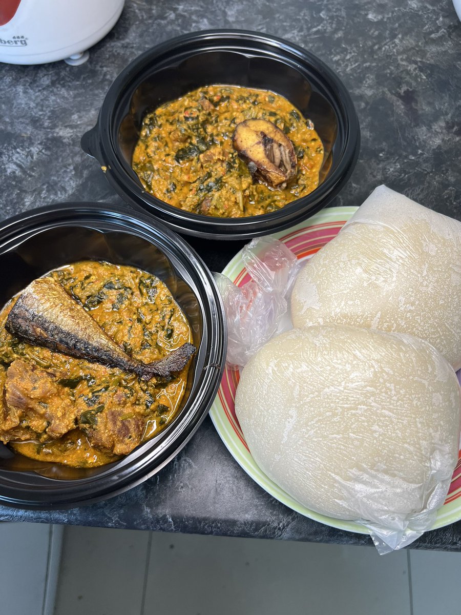 poundoyam, egusi soup with beef & fish