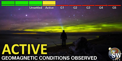 Active geomagnetic conditions (Kp4) Threshold Reached: 11:59 UTC Follow live on spaceweather.live/l/kp
