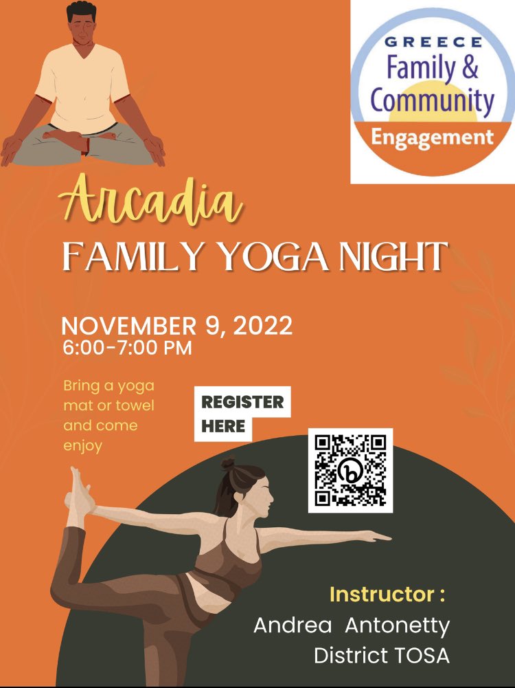 Save the date for Family Yoga Night 🧡@ARMScommschools @GreeceArcadia @greecearcadiams @Gcsdmindfulness @GreeceCentral
