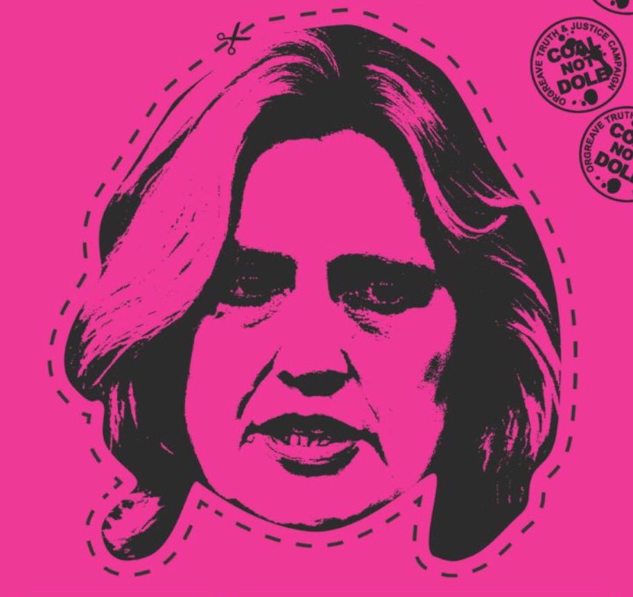 orgreavejustice's tweet photo. A haunting image of Amber Rudd the #HomeSecretary who on 31/10/2016 refused to hold an  #OrgreaveInquiry into police violence during the 84/5 #MinersStrike #DeathOfJustice #Halloween #Tories #scaredofthetruth then &amp; now #OrgreaveJustice https://t.co/E55a9dj0Z6
