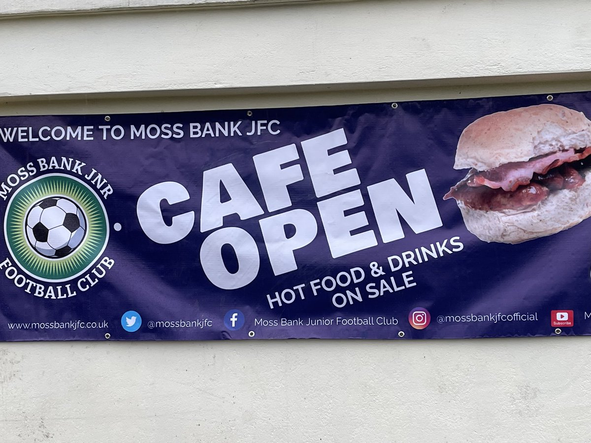 mossbankjfc's tweet photo. #MossBankJFC we love a new sign 💚💙 visible from all the pitches on the @LeasingOptions Pavilion for match days in the @OfficialBBDFL ⚽️ #upthebank #cafe #cafeopen https://t.co/Y84EU03e0j
