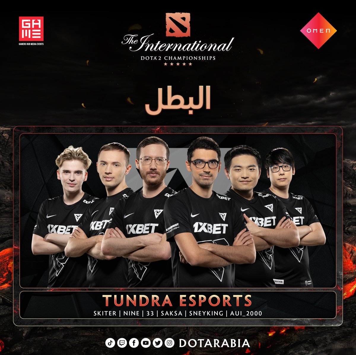 فريق Tundra Esports أبطال الانترناشونال 11!!! 

الفريق يحقق الفوز المثالي في بطولة الانترناشونال من الجزء العلوي وبدون أي خسارة لأي مواجهة كاملة حتى وصل إلى لقب البطولة ليدخل التاريخ بحفر أسماء لاعبيه على درع الـ Aegis

#Dota2 #دوتا_بالعربي #TI11