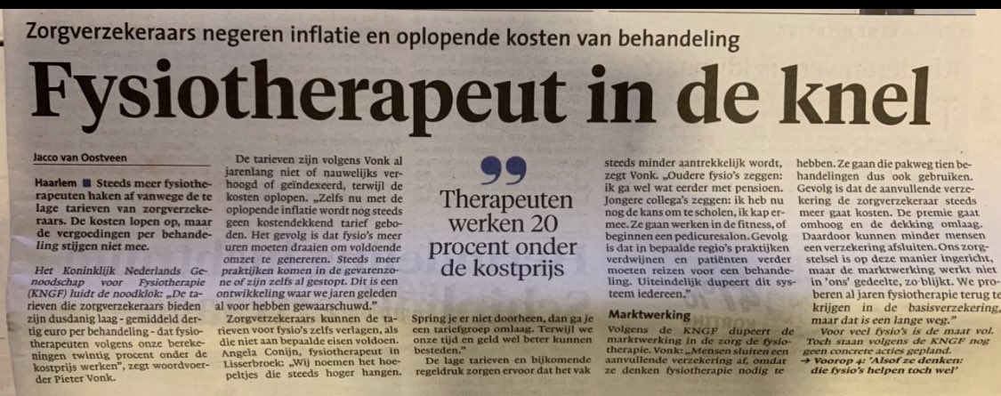 Wanneer gaan verzekeraars eindelijk eens fatsoenlijk betalen voor een behandeling fysiotherapie??