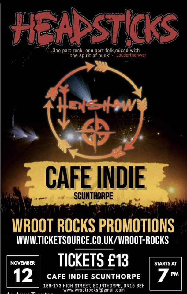 <a href="/wrootrocks/">Neil Sanderson</a> <a href="/HeadsticksMusic/">Headsticks</a> This will be a cracker of a gig...early Christmas present? Go on, you know you want to!