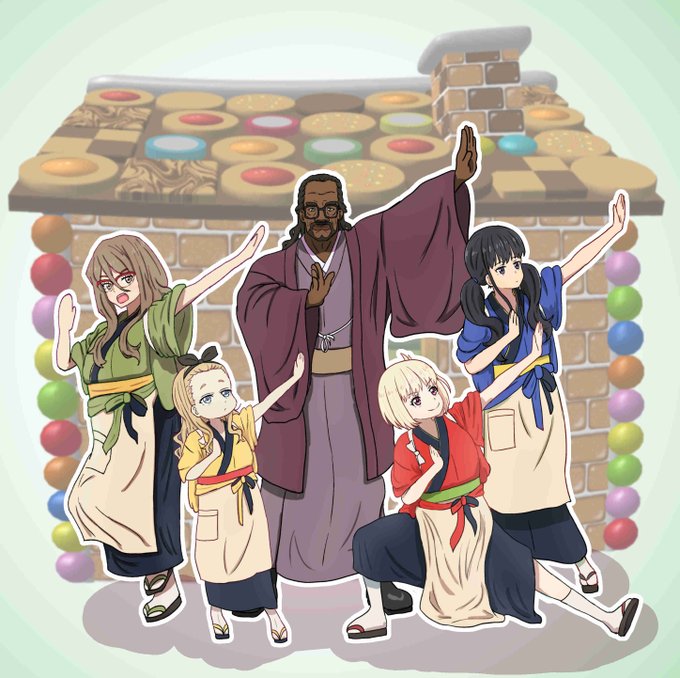 昨日の絵を配置とか変えて遊んでみた#リコリコ#リコリス・リコイル 