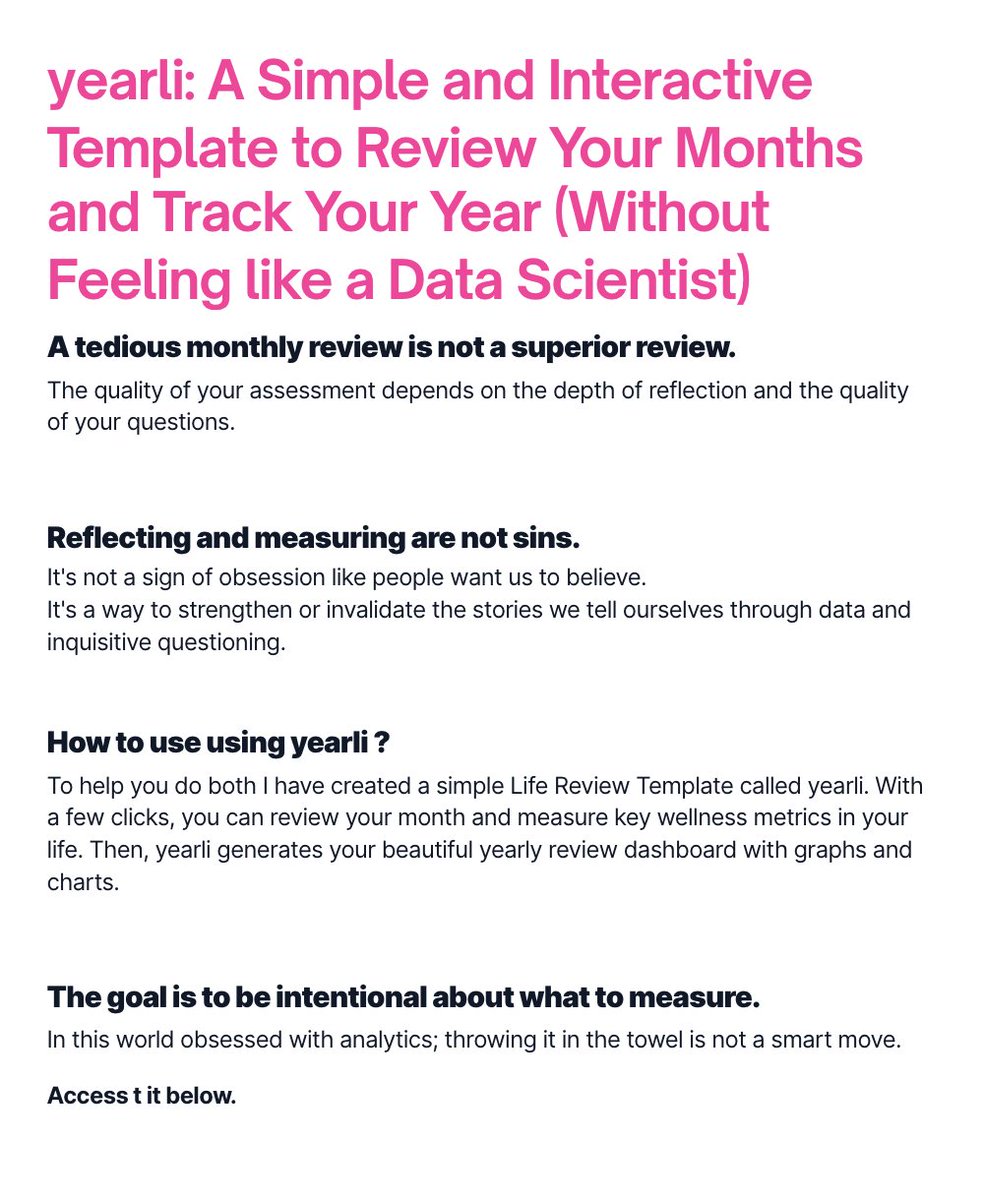 pierresbaptiste's tweet photo. Don't track your analytics

If you want to continue believing the bullshit stories you tell yourself.

Check out this simple template I created to help you

✅ Review your month
✅ Track your year
✅ Generate a yearly review 

See it below 
#ship30for30 https://t.co/Gzs9pziqhK