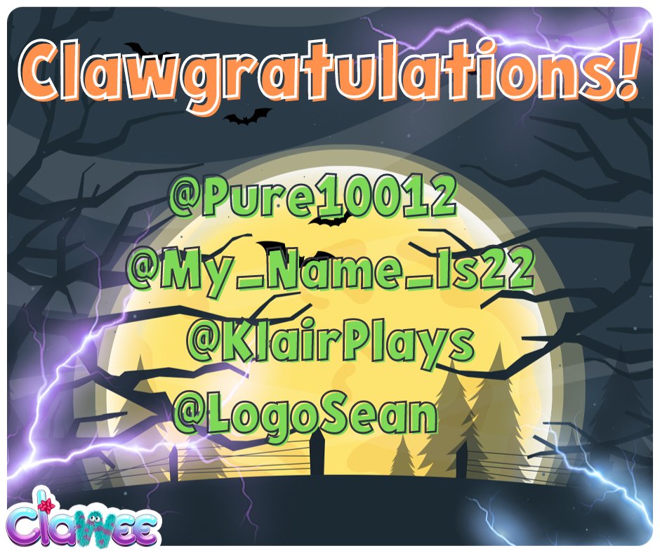 🎃🗝️ 𝗪𝗛𝗢 𝗨𝗡𝗟𝗢𝗖𝗞𝗘𝗗 𝗧𝗛𝗘 𝗖𝗢𝗥𝗥𝗘𝗖𝗧 𝗔𝗡𝗦𝗪𝗘𝗥? 🗝️🎃

CLAWGRATULATIONS to the lucky winners! 🎉 Check your DMs for a special message! If you've received one, you just won 500 Coins! 💰

🪦 Stay tuned for more frightful fun! 👻

#trivia #halloween #keys #clawee