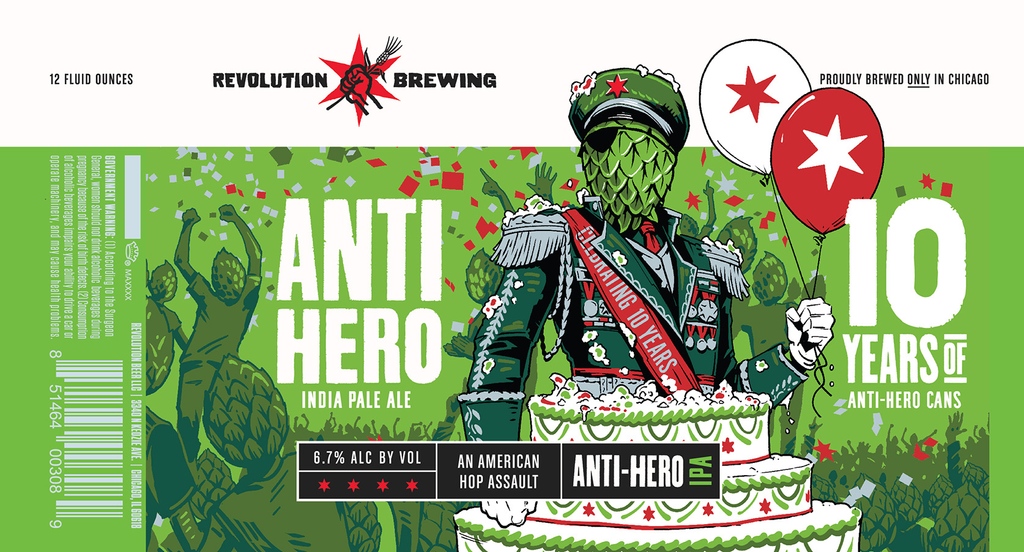 RevBrewChicago's tweet photo. For the very end of Anti-Hero's 10-year anniversary month, we present the evolution of the character. 

Check out the official history of Anti-Hero, and thanks for a decade of the #1 IPA in Illinois: https://t.co/t0tlvUND7M https://t.co/o4D3ROObft