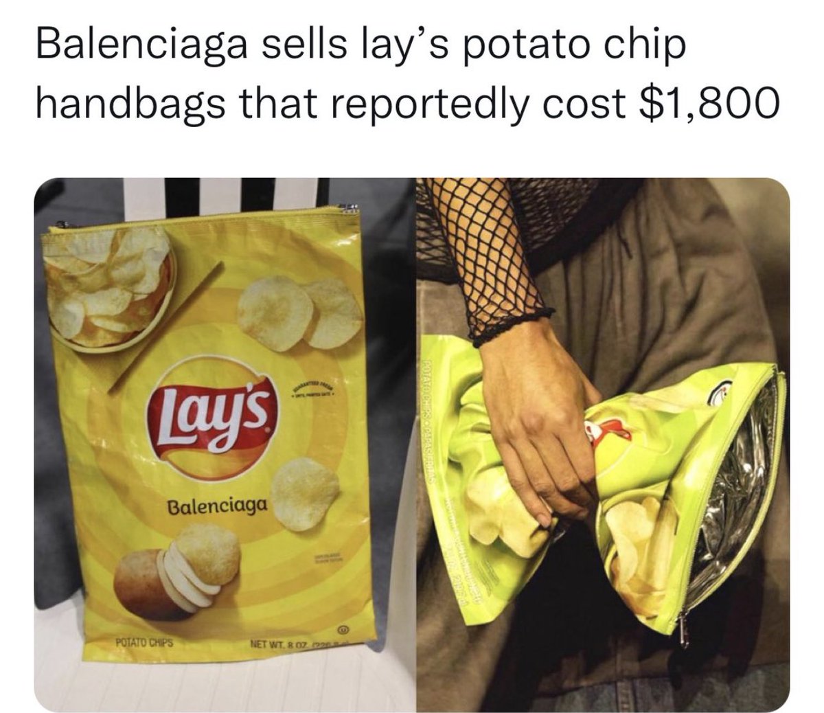 So crisps are cool 😎 #Balenciaga #lays #fashion