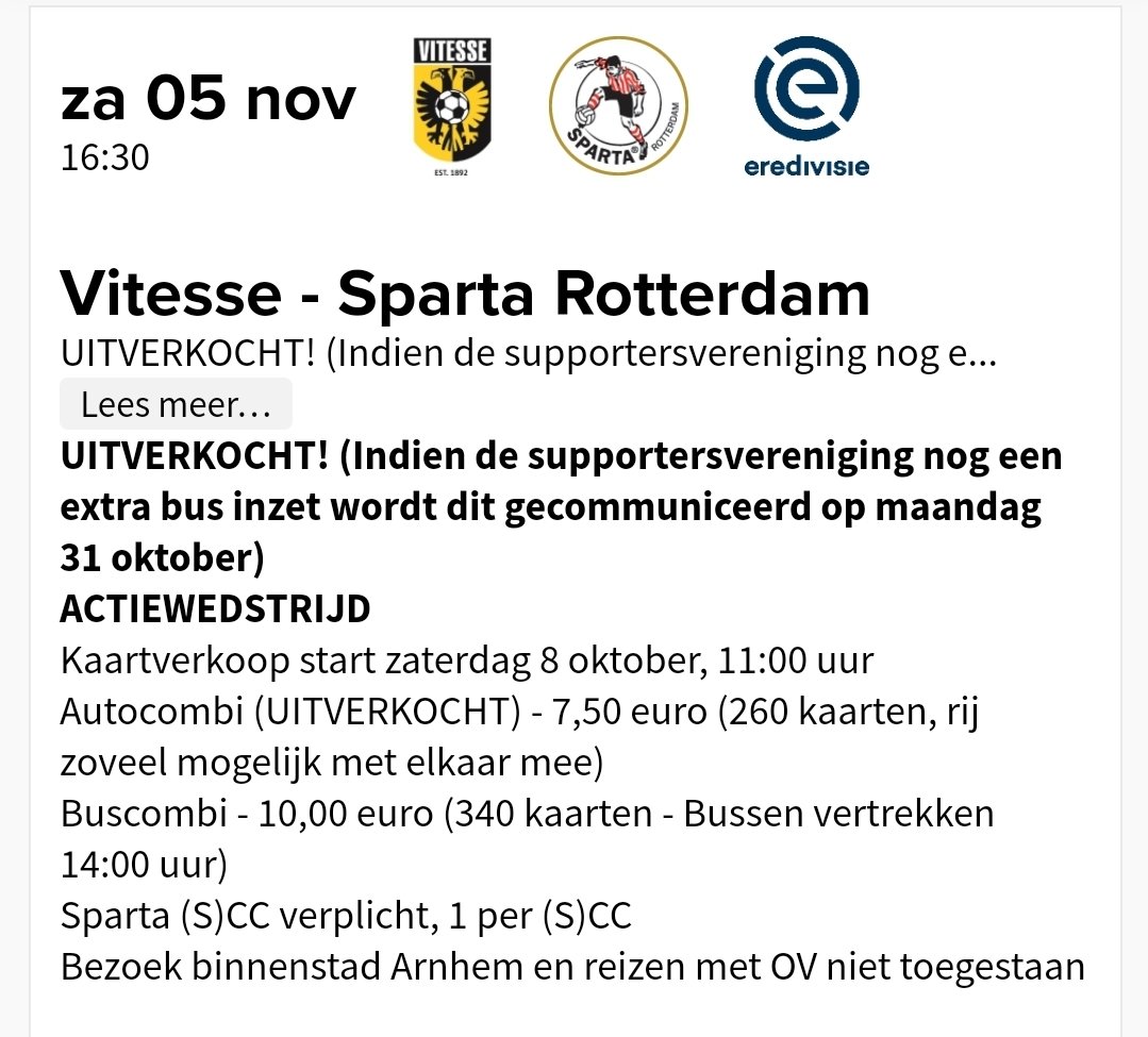 Uitverkocht?! Formeel wel, maar momenteel zijn we met onze buspartner Ringelberg in gesprek of er nog een extra bus geregeld kan worden. Maandag rond het middaguur lees je hier of dat gelukt is. De kans is niet groot, maar het proberen waard. #vitSPA