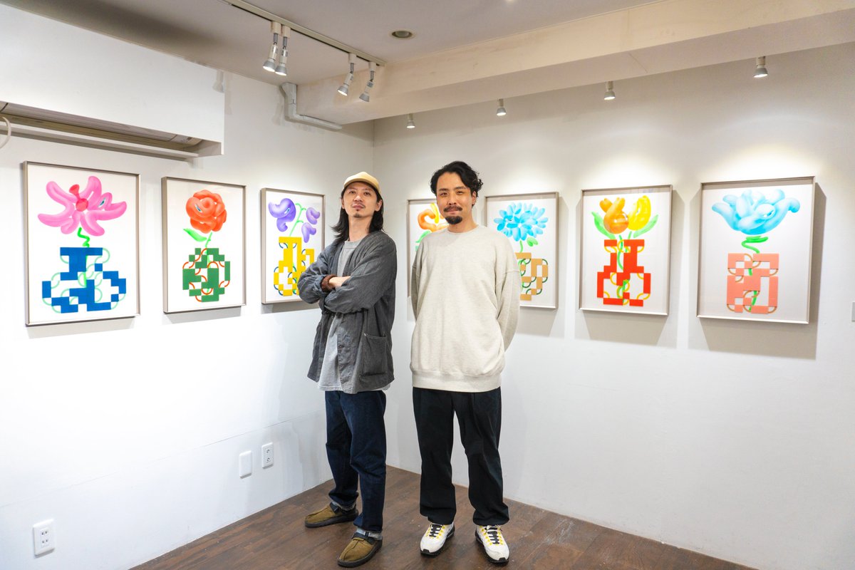 MASUNEY's tweet image. 展示終了しました！！いっぱいいろんな方が来てくれてめちゃくちゃハッピーでいい展示になりました。ポップに色鮮やかに展示を彩ってくれた花を描いてくれたくっしーにもめっちゃめちゃ感謝です！皆さん本当にありがとうございました！また次の機会ができるように今後もがんばります。