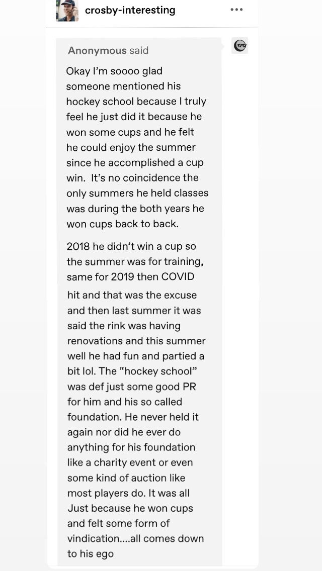 Let's talk a little about the Sidney Crosby Foundation <a href="/87Foundation/">Sidney Crosby Foundation</a> 

at.tumblr.com/crosby-interes…