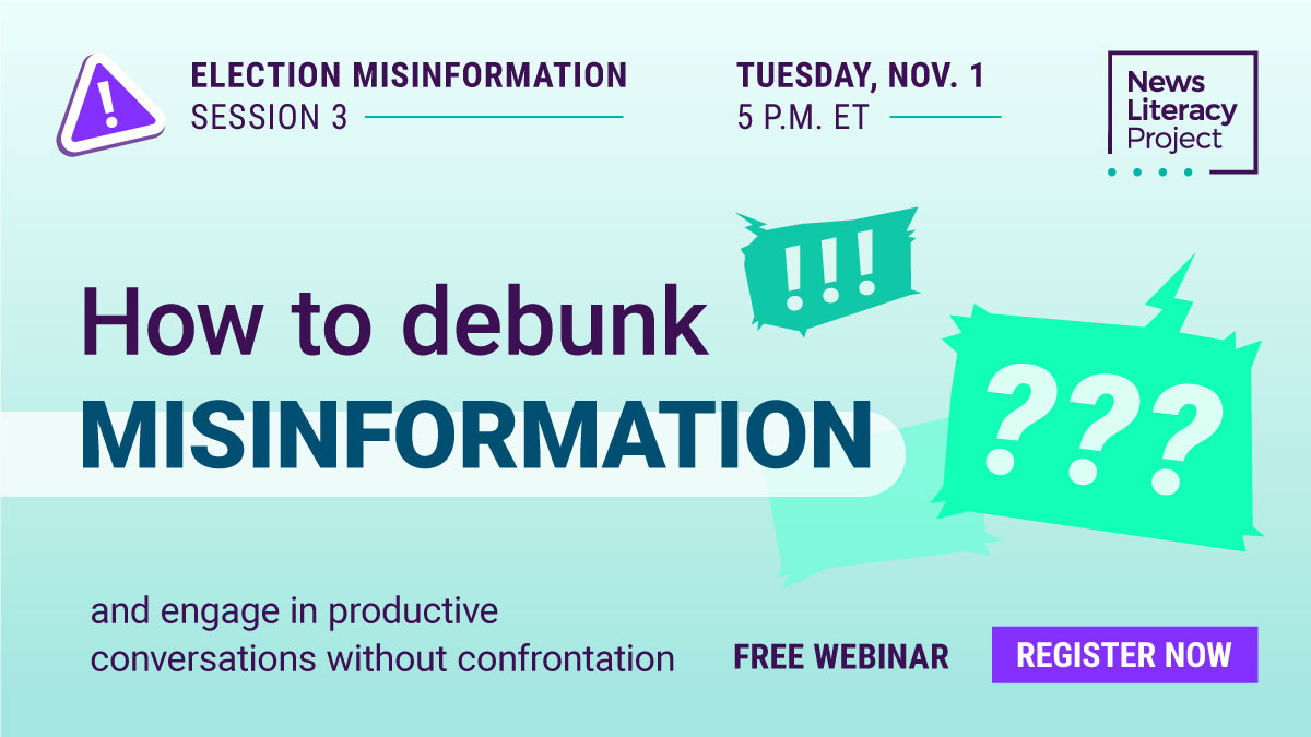Debunking misinformation &amp; sticking to the facts is empowering! Join us &amp; <a href="/LWV/">League of Women Voters of the US</a> this Tuesday, Nov. 1, at 5pm ET for the final webinar in our #Election2022 series. We'll break down how to verify information. 

Register for free: bit.ly/Webinar3NLP
