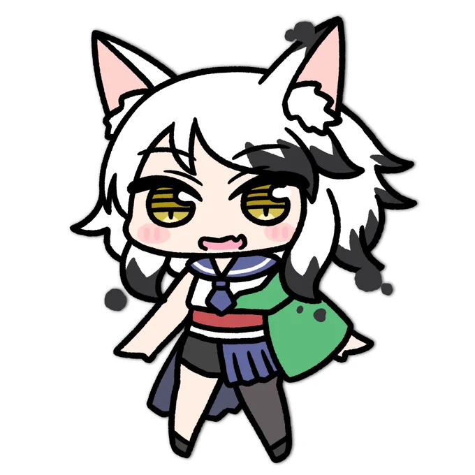 私をベースにAIに描かせたらほぼ正解みたいな絵ができてきて笑ってしまった髪も服もかなり普通じゃないデザインのつもりだけどここまで読み取れるのすごいね…… 
