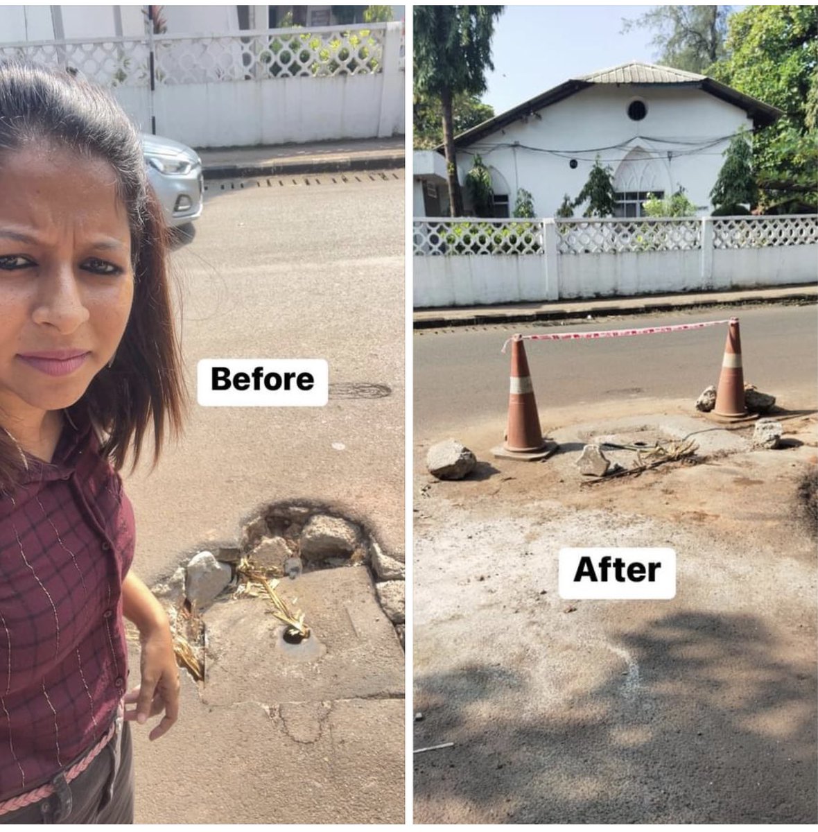 #RostoGoa Success Story
Before and After, Dangerous Road got Fixed in St. Inez #panjim capital city of Goa.
#goa #bethechange #SadReality #roadsafety #roadsafetyhero #cecillerodrigues #dangerousroads #PeopleDeserveBetter @AamAadmiParty @nitin_gadkari @nileshcabral