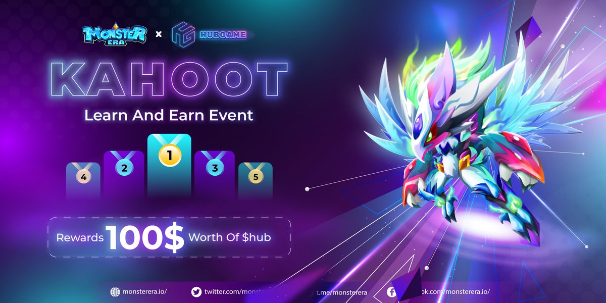 🤩 KAHOOT CHALLENGE IS LIVE NOW 🤩

🔥 The much-awaited moment has arrived - Answer all our questions now to win the best prize!

🤑 Rewards: 100$ worth of $HUB 
📍 Kahoot link: kahoot.it  
🎯 GAME PIN: 6557357
📍 Venue: t.me/monsterera