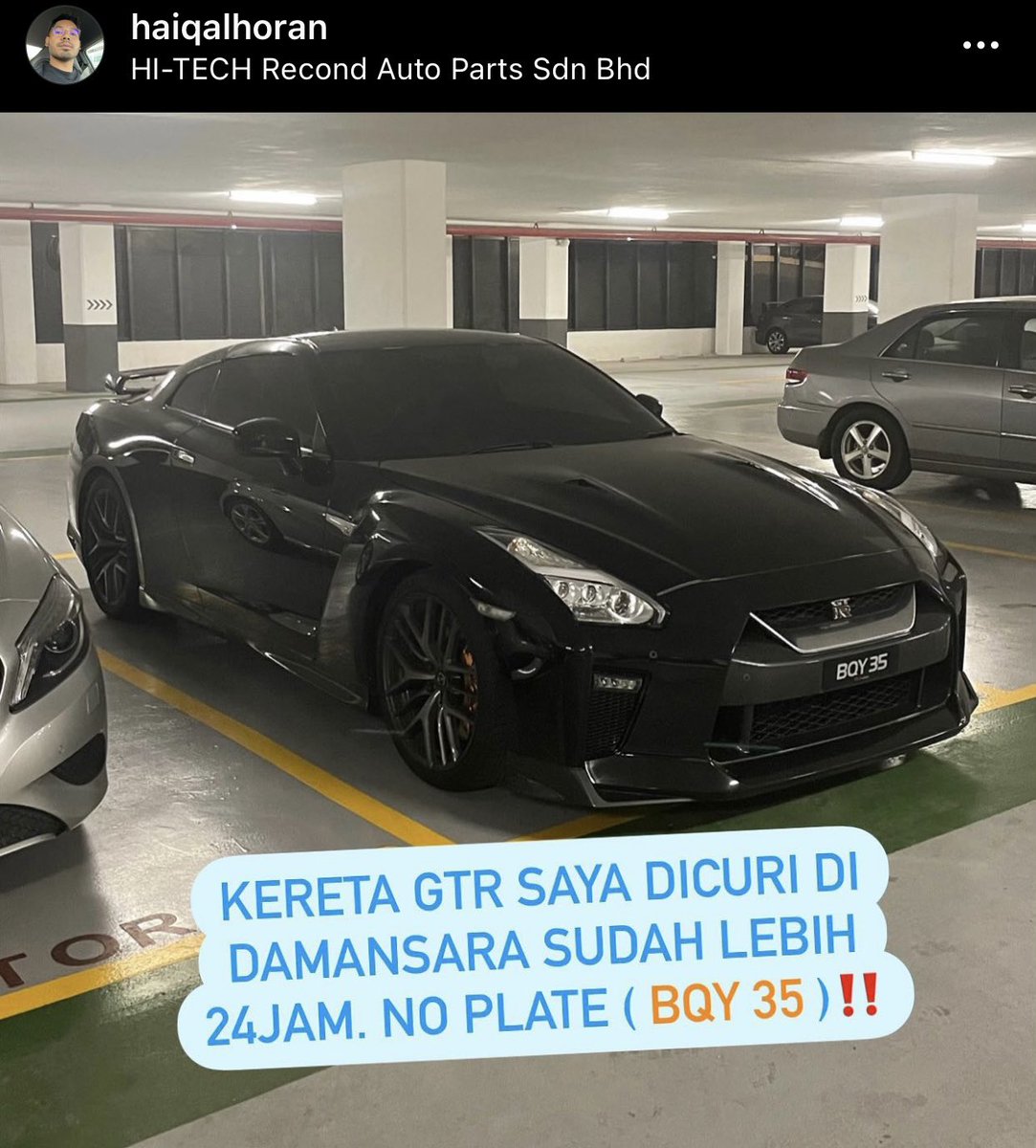 benanwar_'s tweet photo. Kereta GTR kawan saya hilang semalam semasa dalam simpanan bengkel. No plate BQY 35. Selain dari GTR ni, ada lagi 2 kereta lain hilang kat bengkel tu.

Call terus 01471022302 (Haiqal) kalau terjumpa.

Ada reward kepada sesiapa yang jumpa. Minta tolong RT dan sebarkan 🙏🏻 https://t.co/VlSLoHuvLa