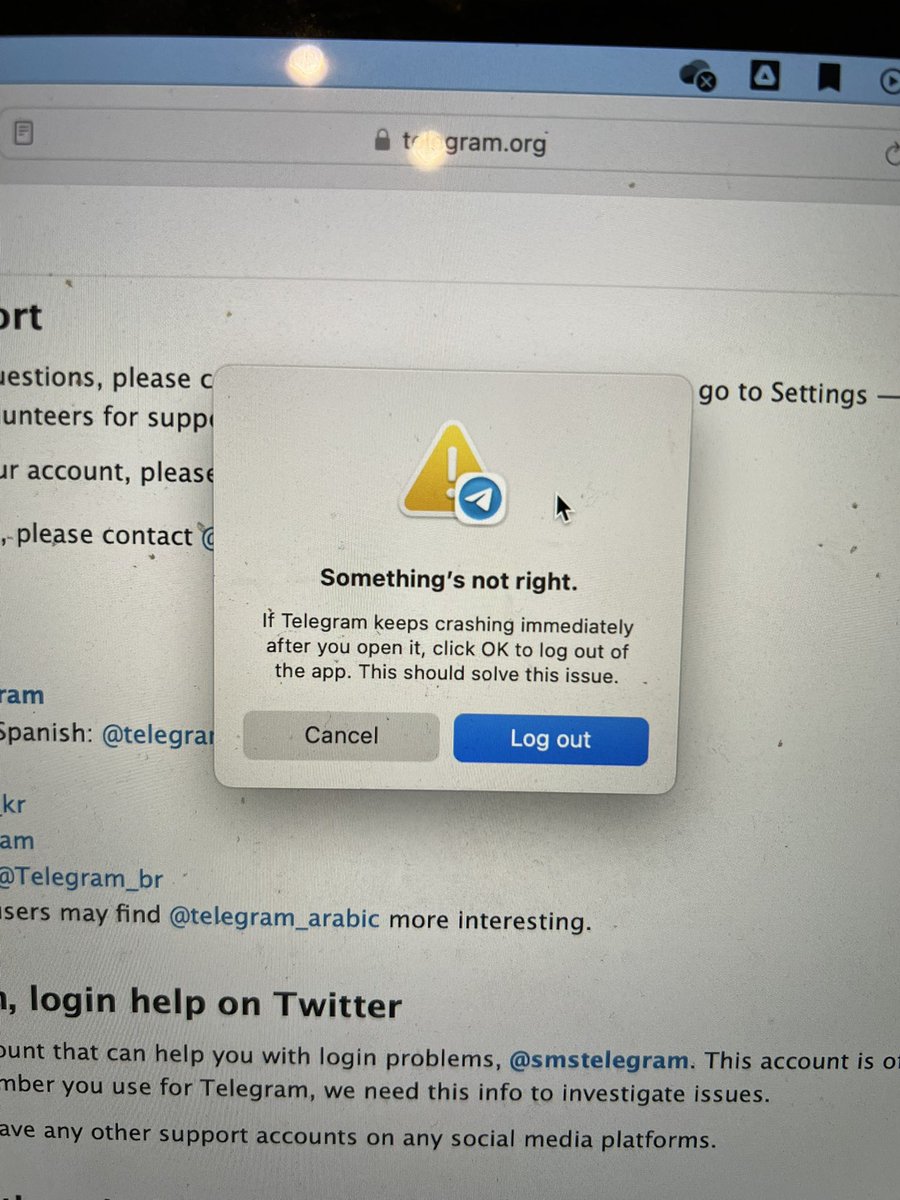 ve99698514's tweet photo. @telegram hi, I cannot open Telegram App on my Mac after upgrading to macOS Ventura. Any tips on troubleshooting? https://t.co/2LgHUOIm4H