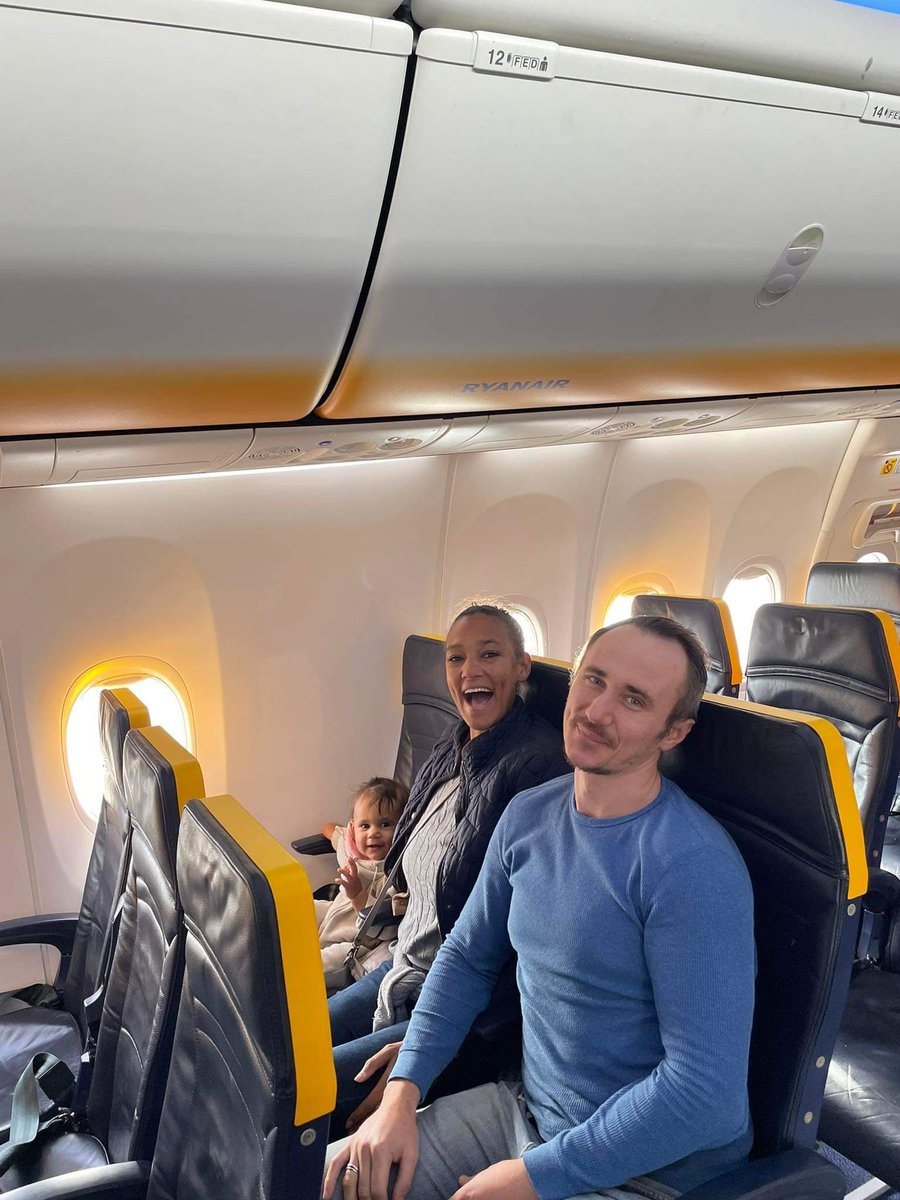ClairePR_London's tweet photo. We met in these @Ryanair seats as strangers, and now we’re a family. One 2020 pandemic wedding later, and we’re enjoying our first trip with our #RyanairBaby in tow. Well, we had to fill that window seat 💺👶🏼 #LifesAnAdventure #LivingTheJourney https://t.co/THdHfRqdxL