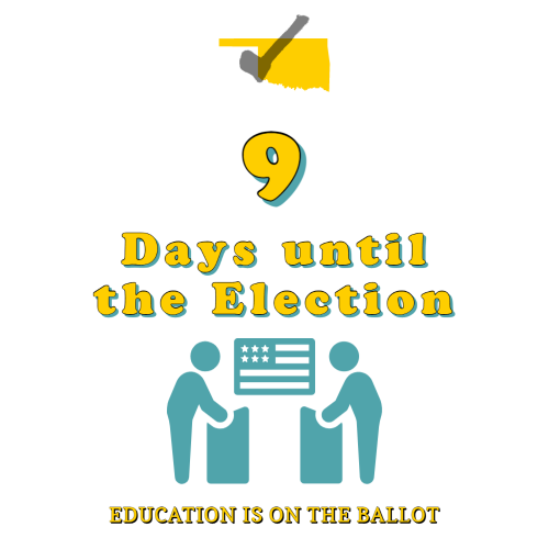 okea's tweet photo. 9 Days until the Election. Be sure to have your voting plan in place. #VoteOklaEd #savepublicschools #oklaed #GOTV https://t.co/7IzjLcKc9N