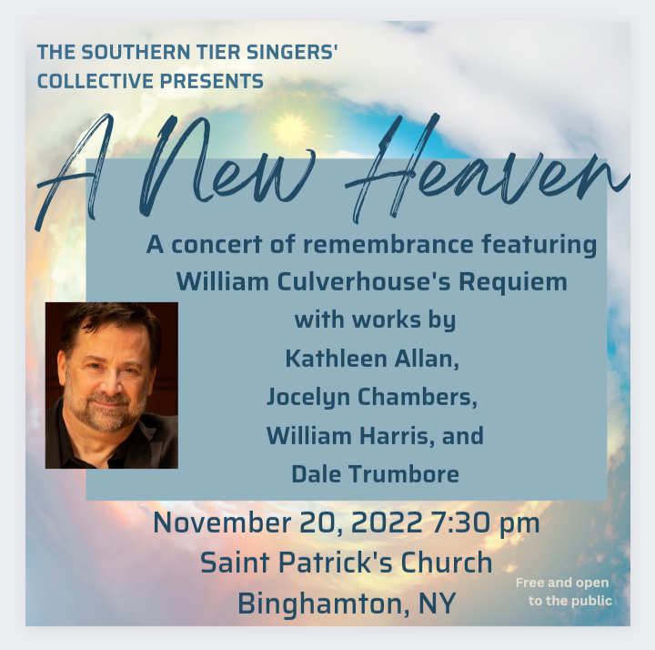 stscny's tweet photo. STSC Opens the Season with A New Heaven. Sun, Nov. 20, 7:30pm @ St. Patrick's in Binghamton. 
#choralmusic #singing https://t.co/QgssbVgb5G