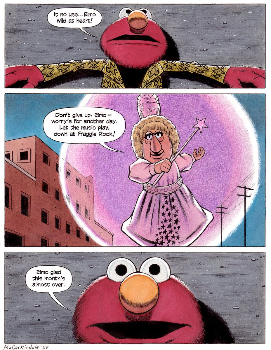 brucemccorkinda's tweet photo. A month of #Muptober flashbacks! Day 30, 2020: A Muppet version of WILD AT HEART featuring Elmo and Ma Gorg! Mixed media on 8.5 X 11" bristol board. #ArthouseMuppets https://t.co/7FB1UdqIHZ