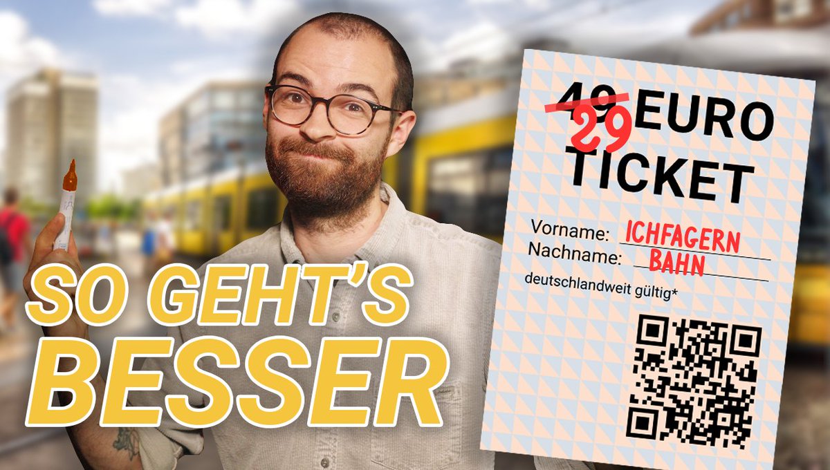 Meine neue Kurzdoku zum 49-Euro-Ticket premiered jetzt auf YouTube! Hüpft rüber in den Live-Chat und lasst uns gemeinsam diskutieren!

youtube.com/watch?v=3SGYAe…