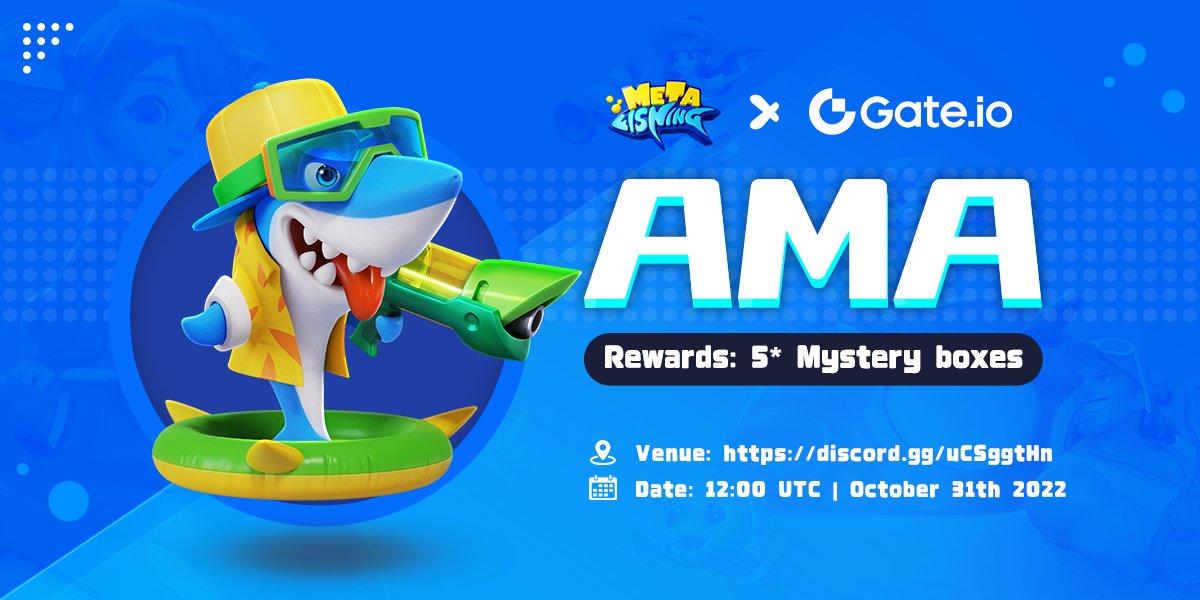 🌊Major Events Update‼️

<a href="/MetaFishingGame/">MetaFishing</a>  x  @gate_io Partnership Event

🎯Keep an eye out for @gate_io AMA event for #Metafishing

🗓️12:00 PM ,31 October (UTC)
📍Gate Discord :discord.gg/uCSggtHn

🐬Let’s celebrate this new milestone together!