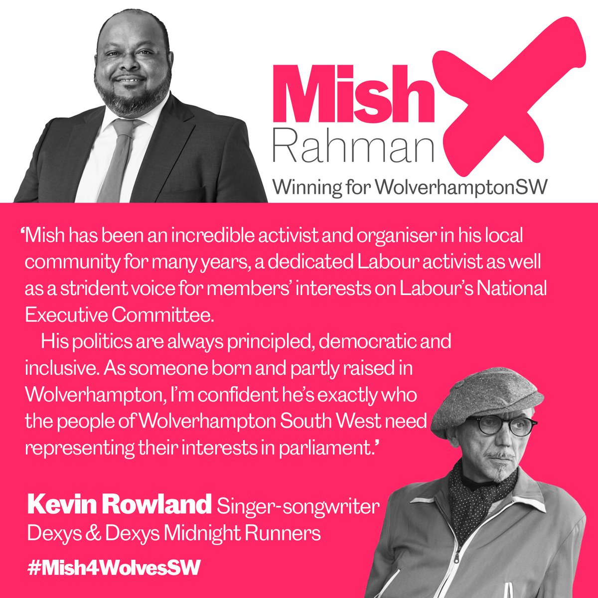 mish_rahman's tweet photo. Delighted to be supported by Wolverhampton born Kevin Rowland of @DexysOfficial
Kevin has consistently used his art to agitate for social change and has stayed connected with grassroots activism. What an inspiration!
Join the campaign
https://t.co/pDzlXn39zB
#Mish4WolvesSW https://t.co/yaFtIzdCoU