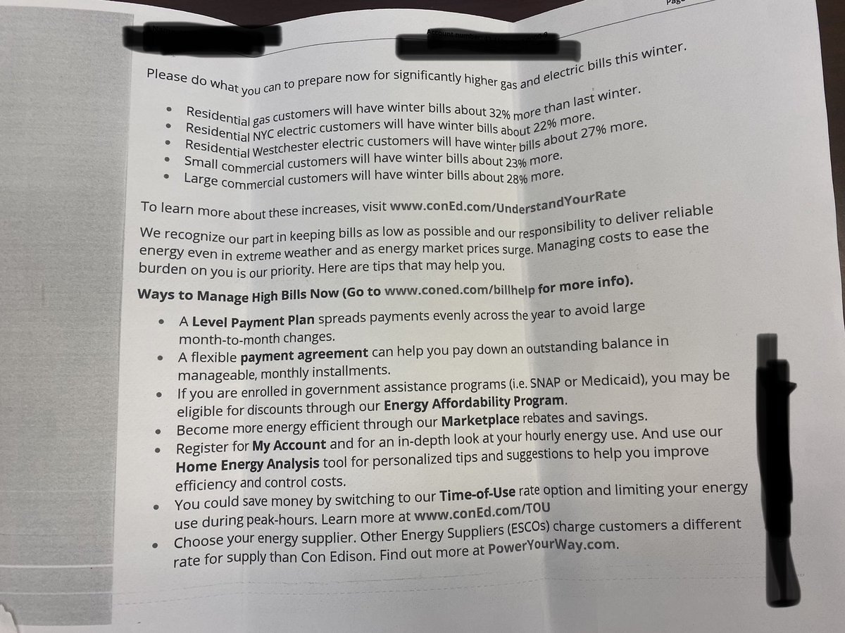 Energy providers in NY are sending letters like this to their customers warning of “significantly higher gas and electricity bills this winter.” It didn't have to be this way. NY's energy policies deliberately stifle access to our abundant energy resources, including natural gas.