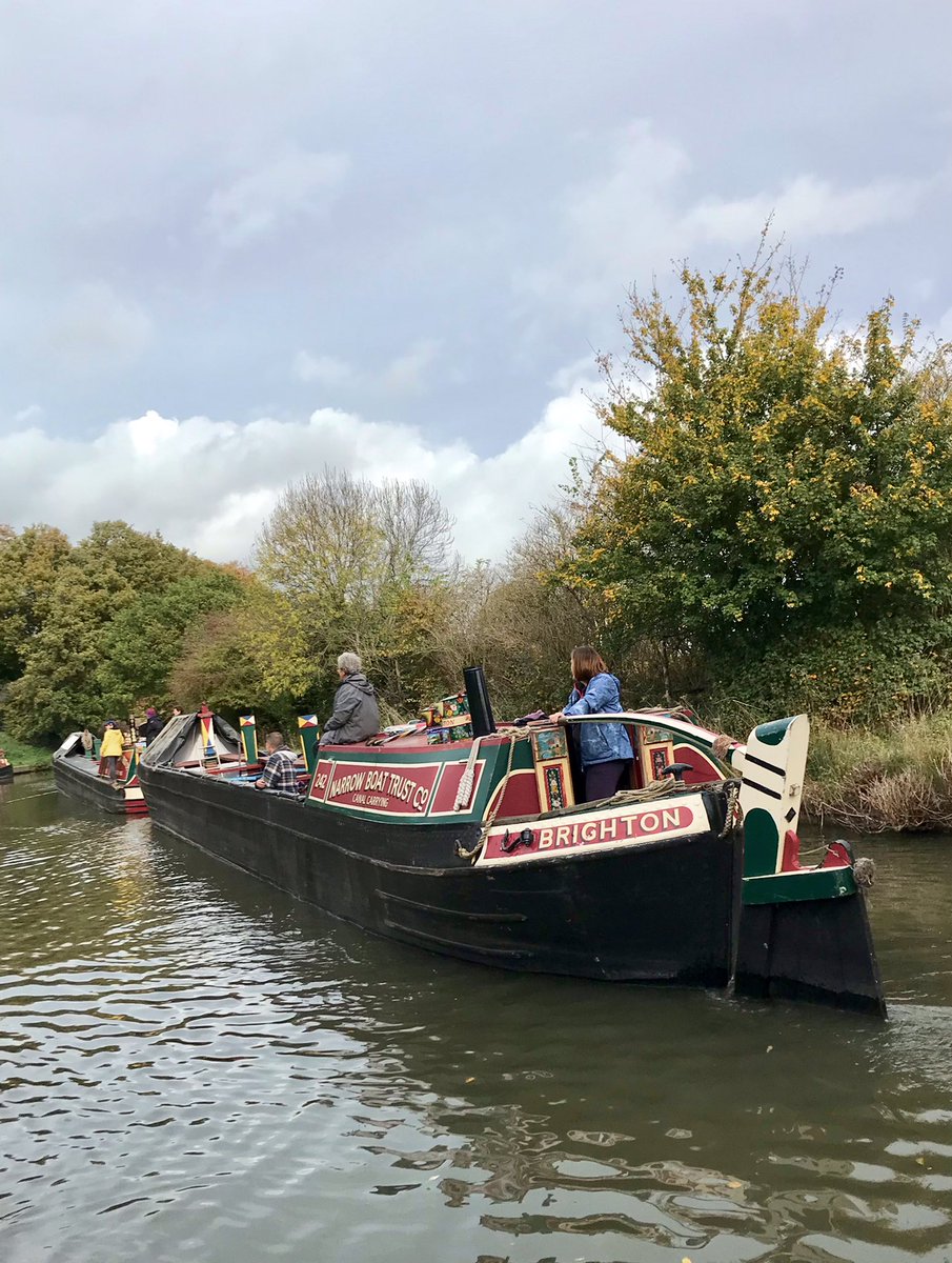 The Narrowboat Trust’s pair of historic narrow boats, Nuneaton &amp; Brighton, heading north.
#NarrowBoatTrust #grandunioncanal #lifesbetterbywater